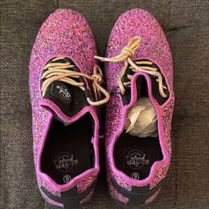 Chic Pink and Gold Knit Sneakers